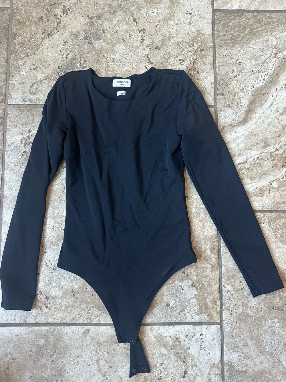 Aritzia Black Long-Sleeve One-Piece Bodysuit